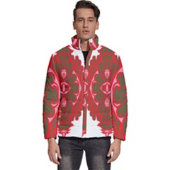 A Red And Brown Design On A White Background Men s Puffer Bubble Jacket Coat