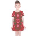 A Red And Brown Design On A White Background Kids  Simple Cotton Dress View1