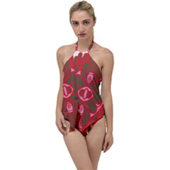 A Red And Brown Design On A White Background Go With The Flow One Piece Swimsuit