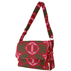 A Red And Brown Design On A White Background Full Print Messenger Bag (s)