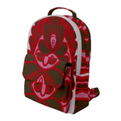 A Red And Brown Design On A White Background Flap Pocket Backpack (large)