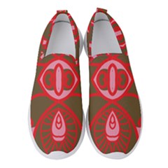 A Red And Brown Design On A White Background Women s Slip On Sneakers