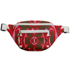 A Red And Brown Design On A White Background Fanny Pack