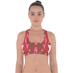 A Red And Brown Design On A White Background Cross Back Hipster Bikini Top 