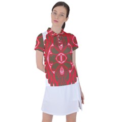 A Red And Brown Design On A White Background Women s Polo T-shirt