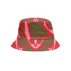 A Red And Brown Design On A White Background Bucket Hat (kids)