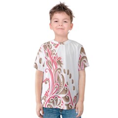 A Drawing Of A Bird With Flowers On It Kids  Cotton T-shirt