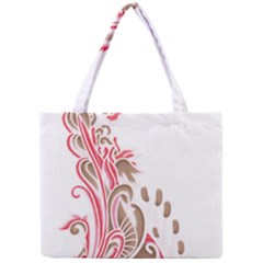 A Drawing Of A Bird With Flowers On It Mini Tote Bag