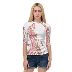 A Drawing Of A Bird With Flowers On It Quarter Sleeve Raglan T-shirt