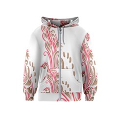 A Drawing Of A Bird With Flowers On It Kids  Zipper Hoodie