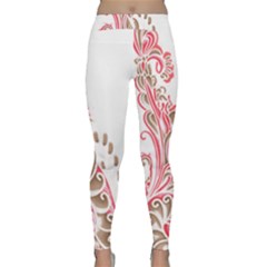 A Drawing Of A Bird With Flowers On It Classic Yoga Leggings