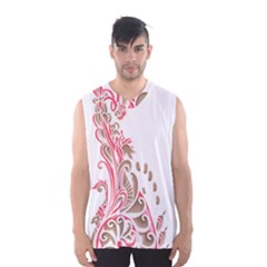 A Drawing Of A Bird With Flowers On It Men s Basketball Tank Top