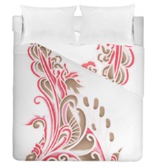 A Drawing Of A Bird With Flowers On It Duvet Cover Double Side (queen Size)