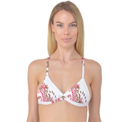 A Drawing Of A Bird With Flowers On It Reversible Tri Bikini Top