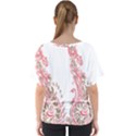 A Drawing Of A Bird With Flowers On It V-Neck Dolman Drape Top View2