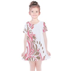 A Drawing Of A Bird With Flowers On It Kids  Simple Cotton Dress