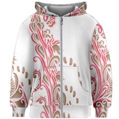 A Drawing Of A Bird With Flowers On It Kids  Zipper Hoodie Without Drawstring