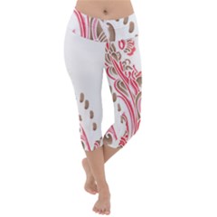 A Drawing Of A Bird With Flowers On It Lightweight Velour Capri Yoga Leggings