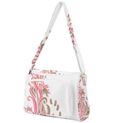 A Drawing Of A Bird With Flowers On It Front Pocket Crossbody Bag