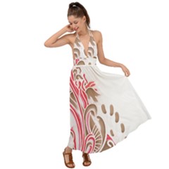 A Drawing Of A Bird With Flowers On It Backless Maxi Beach Dress