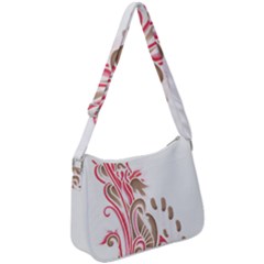 A Drawing Of A Bird With Flowers On It Zip Up Shoulder Bag by catchydesignhill