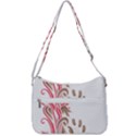 A Drawing Of A Bird With Flowers On It Zip Up Shoulder Bag View3