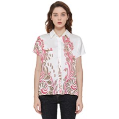 A Drawing Of A Bird With Flowers On It Short Sleeve Pocket Shirt