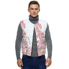 A Drawing Of A Bird With Flowers On It Men s Button Up Puffer Vest	