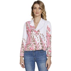 A Drawing Of A Bird With Flowers On It Women s Long Sleeve Revers Collar Cropped Jacket