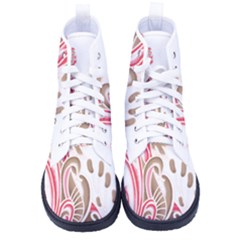 A Drawing Of A Bird With Flowers On It Men s High-top Canvas Sneakers