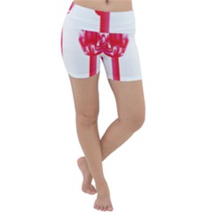 Three Pink Flowers With A Black Background Lightweight Velour Yoga Shorts