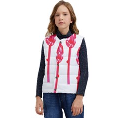 Three Pink Flowers With A Black Background Kid s Button Up Puffer Vest	