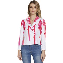 Three Pink Flowers With A Black Background Women s Long Sleeve Revers Collar Cropped Jacket