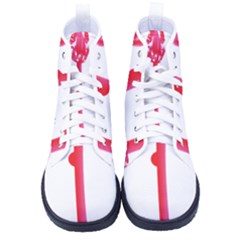 Three Pink Flowers With A Black Background Men s High-top Canvas Sneakers