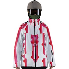 Three Pink Flowers With A Black Background Men s Zip Ski And Snowboard Waterproof Breathable Jacket