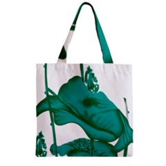 A Painting Of A Flower And A Fish On A Black Background Zipper Grocery Tote Bag