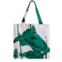 A Painting Of A Flower And A Fish On A Black Background Zipper Grocery Tote Bag View2