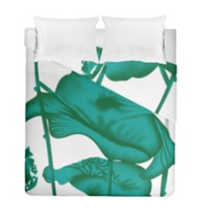 A Painting Of A Flower And A Fish On A Black Background Duvet Cover Double Side (full/ Double Size)