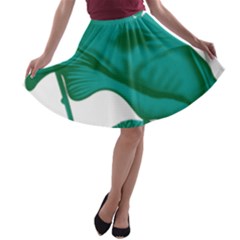 A Painting Of A Flower And A Fish On A Black Background A-line Skater Skirt