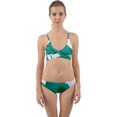 A Painting Of A Flower And A Fish On A Black Background Wrap Around Bikini Set