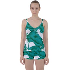 A Painting Of A Flower And A Fish On A Black Background Tie Front Two Piece Tankini