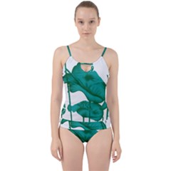 A Painting Of A Flower And A Fish On A Black Background Cut Out Top Tankini Set