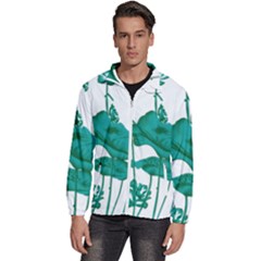 A Painting Of A Flower And A Fish On A Black Background Men s High Neck Windbreaker