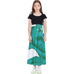 A Painting Of A Flower And A Fish On A Black Background Kids  Flared Maxi Skirt