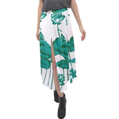 A Painting Of A Flower And A Fish On A Black Background Velour Split Maxi Skirt