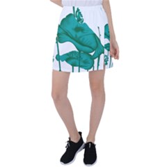 A Painting Of A Flower And A Fish On A Black Background Tennis Skirt