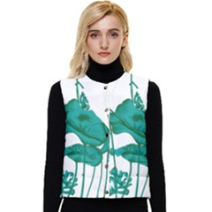 A Painting Of A Flower And A Fish On A Black Background Women s Button Up Puffer Vest