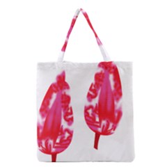 A Pair Of Red Leaves On A Black Background Grocery Tote Bag