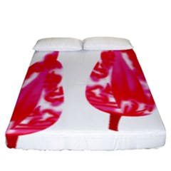 A Pair Of Red Leaves On A Black Background Fitted Sheet (california King Size)