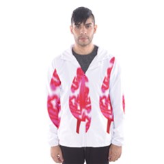 A Pair Of Red Leaves On A Black Background Men s Hooded Windbreaker